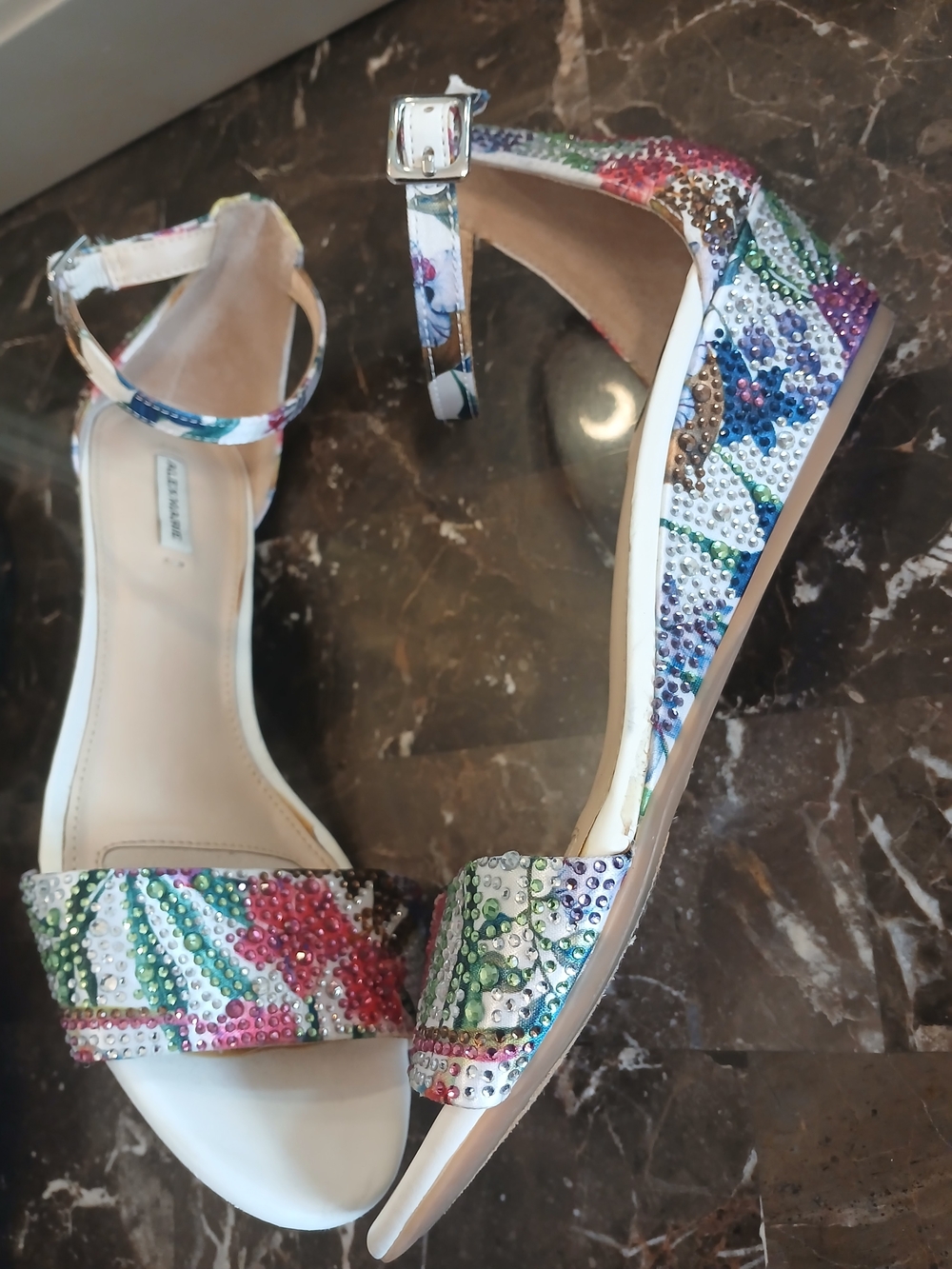 Alex Marie Multicolor Crystal-Embellished Ankle-Strap Flats - Picture 4 of 13